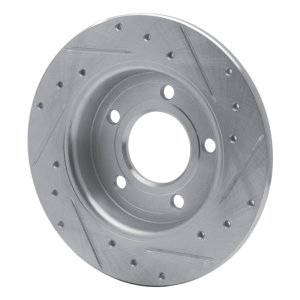 Mazda 3 Brake Rotor (1) - Rear Left - R1 Concepts - Drilled & Slotted - Silver - `04-`13